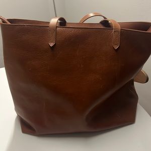 Madewell zip top leather transport tote and brown